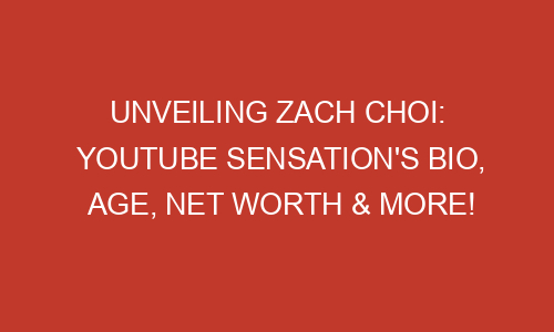 Unveiling Zach Choi: YouTube Sensation’s Bio, Age, Net Worth & More